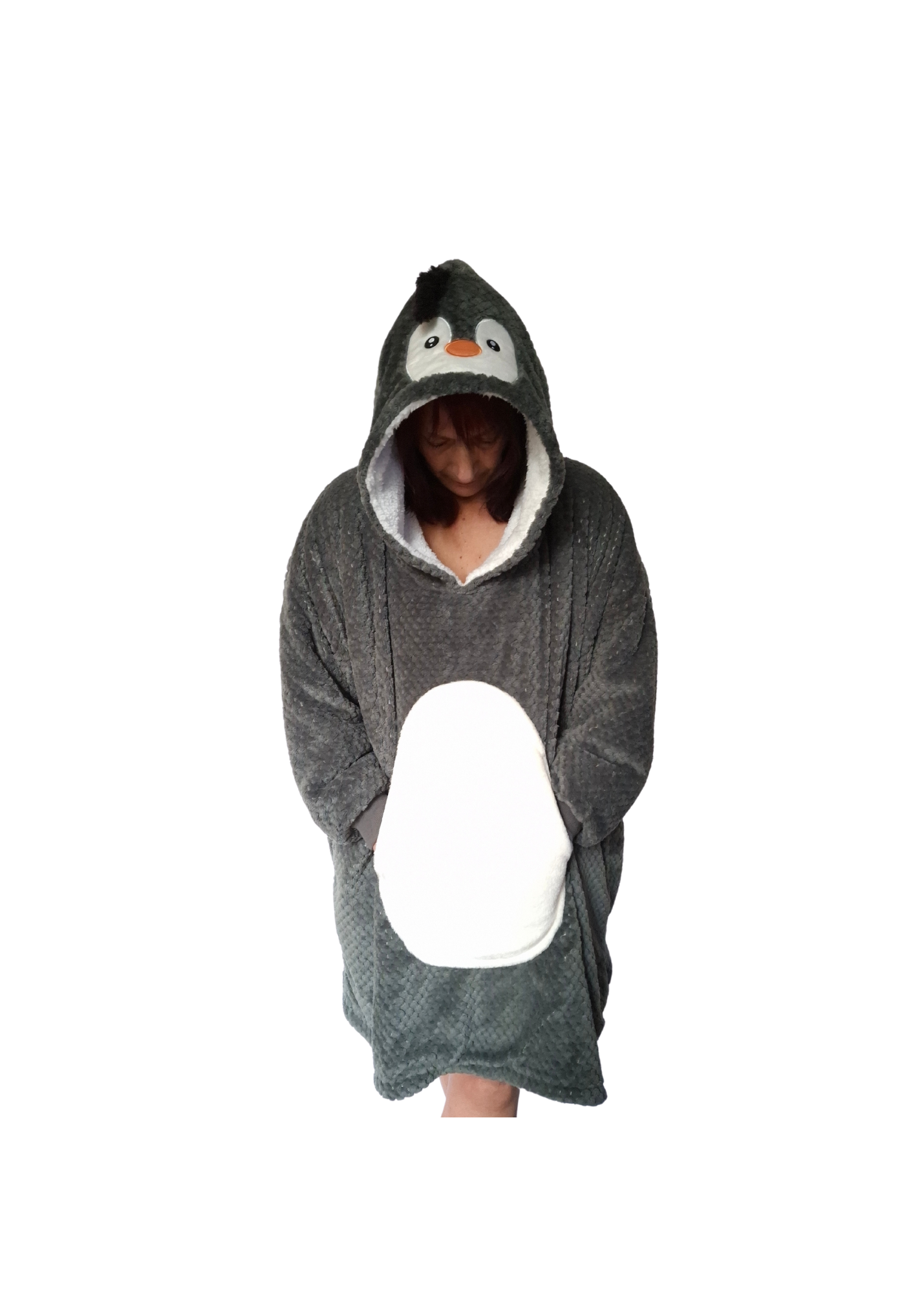 Noxxiez Knuffel Hoodie Onesize Volwassenen - Pinguin